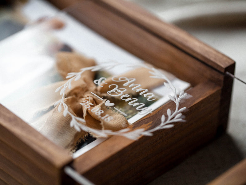 Bridal Shower Gift - Personalized Wedding Wooden Photo Box - nzhandicraft