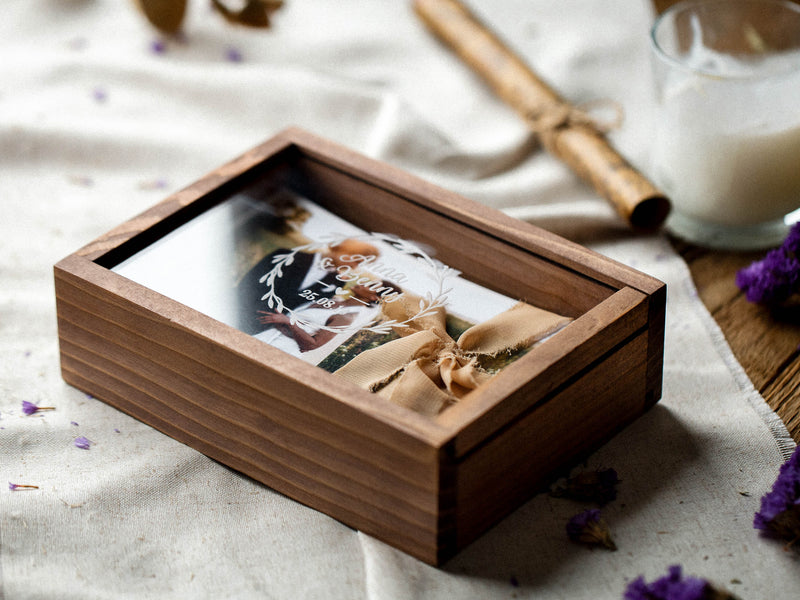 Bridal Shower Gift - Personalized Wedding Wooden Photo Box - nzhandicraft