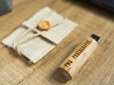 Natural Wooden USB Flash Drive in Eco Style with Linen Wrap - "nWood" - nzhandicraft