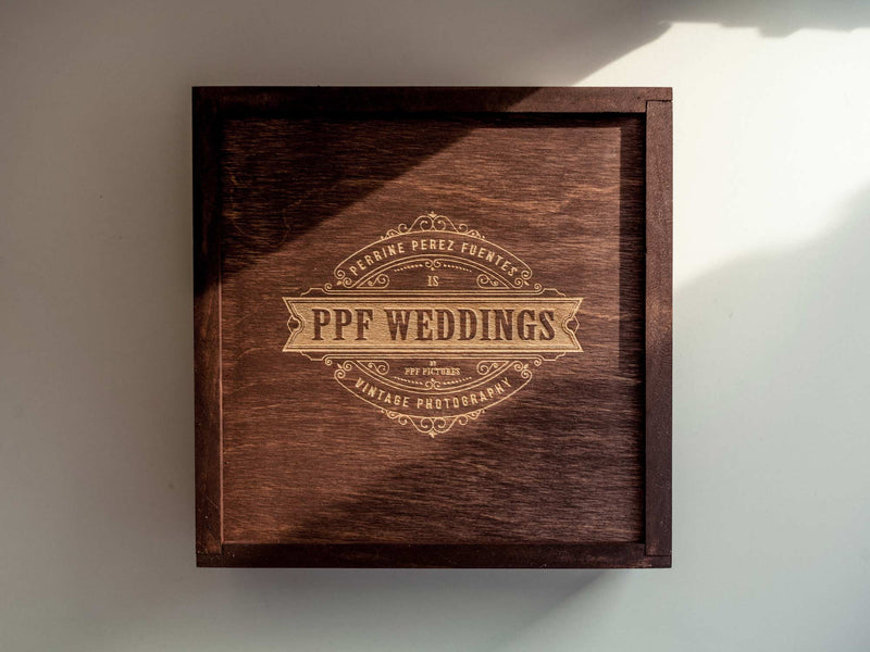 Memory Wooden Photo Box for Wedding and USB Drive - "Boston" - nzhandicraft