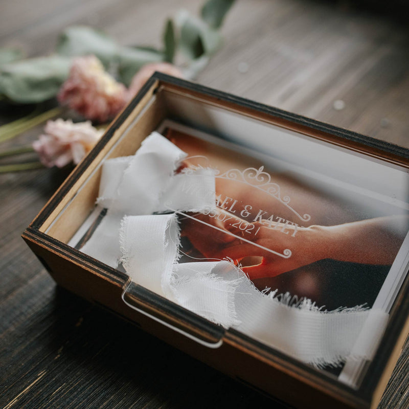 Wooden Photo Box with Personalize Acrylic Lid for Photos - nzhandicraft